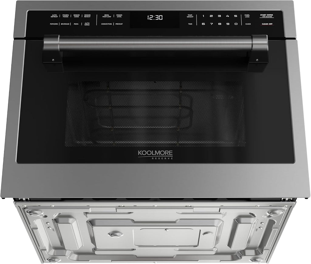 KoolMore Reserve 24 in. 1.6 cu. ft. Built-in Convection Microwave Oven with 10 Power Levels, Sensor Cooking, Bake, Roast, Broil, Defrost, 1750 Watts, UL Certified in Black Stainless-Steel
