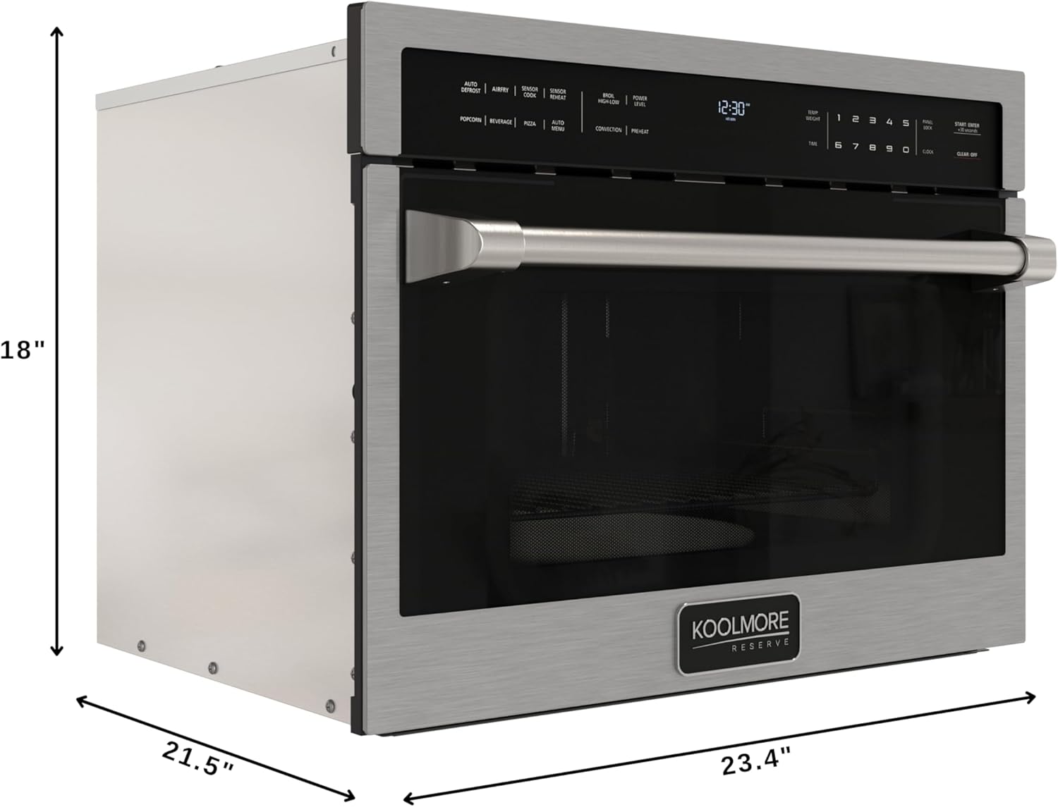 KoolMore Reserve 24 in. Built-In Microwave Convection Oven with Air Fry, 3-in-1 Combo, Sensor Cook, Soft-Close Door, 1.6 cu. ft. in Stainless Steel