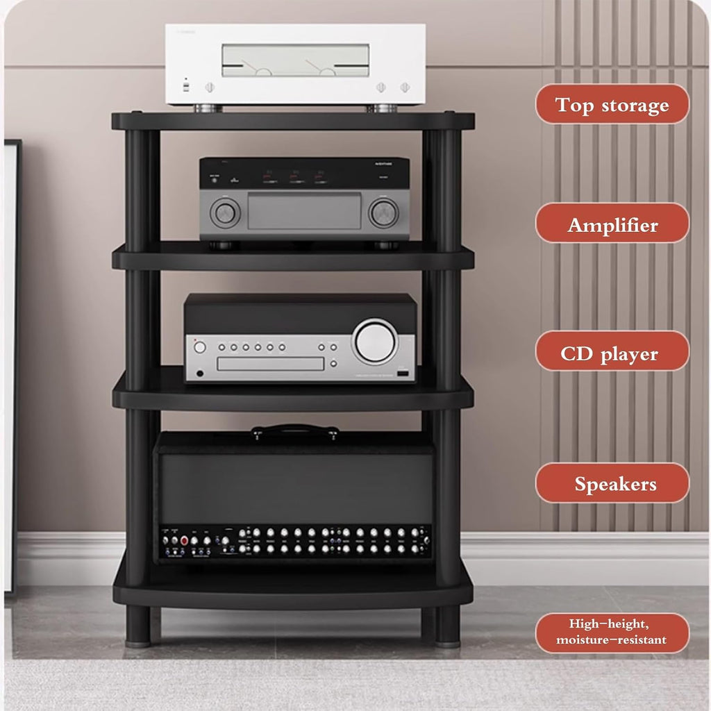 Studio HiFi Stand, AV Media Stand 2/3/4/5-Tier Media Console, Record Player Storage Shelves, Stereo Audio Equipment Rack Mount Shelf for Amplifier, CD(BrownA,60 * 54 * 66.5cm(3Tier))