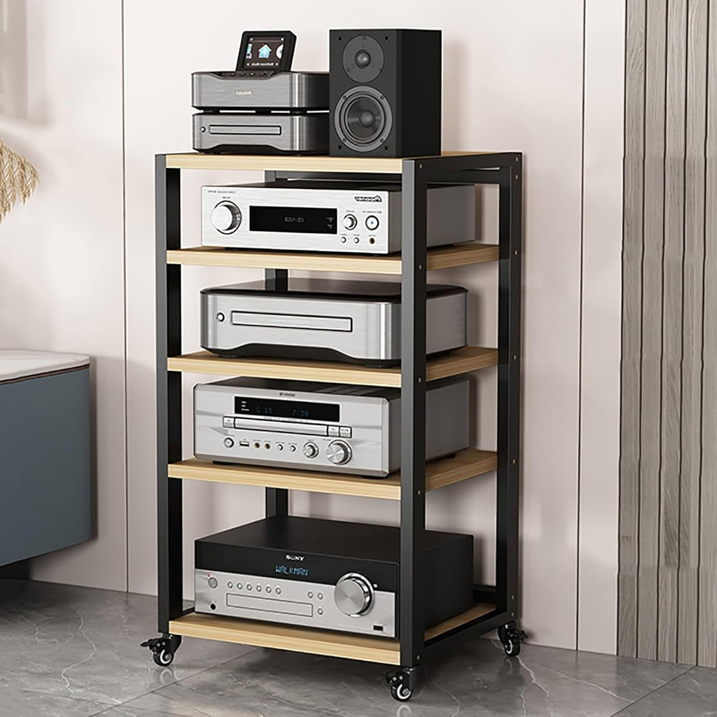 XingLi 5-Tier AV Media Cabinet Stand Audio/Video Component Cabinet Stereo Rack Audio Tower Multi-Function Open Storage Shelf,for Home/Office/DJ/Theater