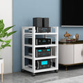 Open 4-Tier Media Stand Audio Video Component Cabinet DVD CD Player Stand Stereo Power Amplifier Equipment Storage Rack with Height Adjustable Wooden Shelf for Home/Office/Theater (Color : H)
