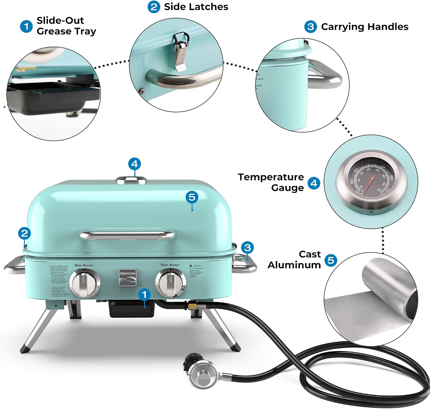 Kenmore 2-Burner Portable Tabletop Retro Gas Grill