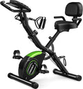Caromix Folding Exercise Bike, 5 in 1 Stationary Bike with 16-Level Adjustable Magnetic Resistance, 330LB Capacity Indoor Workout Bike, Foldable Exercise Bike for Seniors and Adult