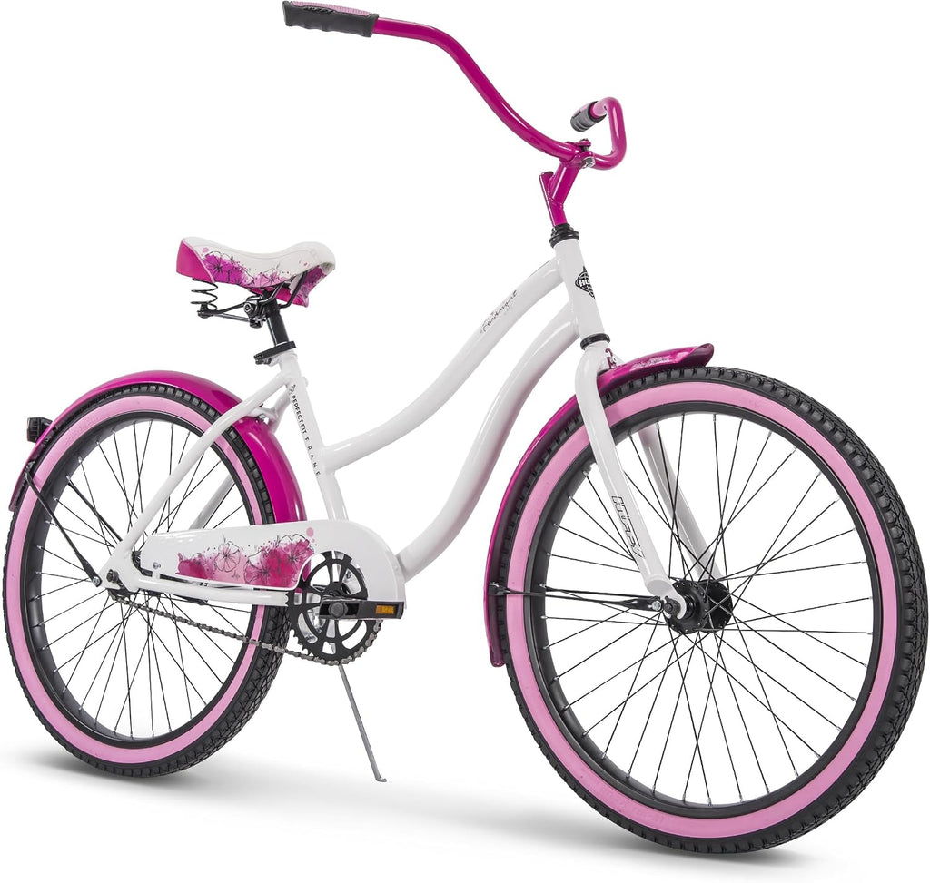 Huffy Cruiser Bike, Fairmont or Woodhaven Model, 20/24/26 Inch Sizes, Perfect for Casual Rides, Ergonomic Design, Rear Rack and Basket on Woodhaven Model, Simple Coaster Brakes, Multiple Color Options