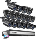 ZOSI 16CH Security Camera System with AI Human Vehicle Detection,16 Channel DVR with 4TB Hard Drive,16pcs 1920TVL 1080p Surveillance Cameras Indoor Outdoor,Night Vision,Remote Access,24/7 Recording