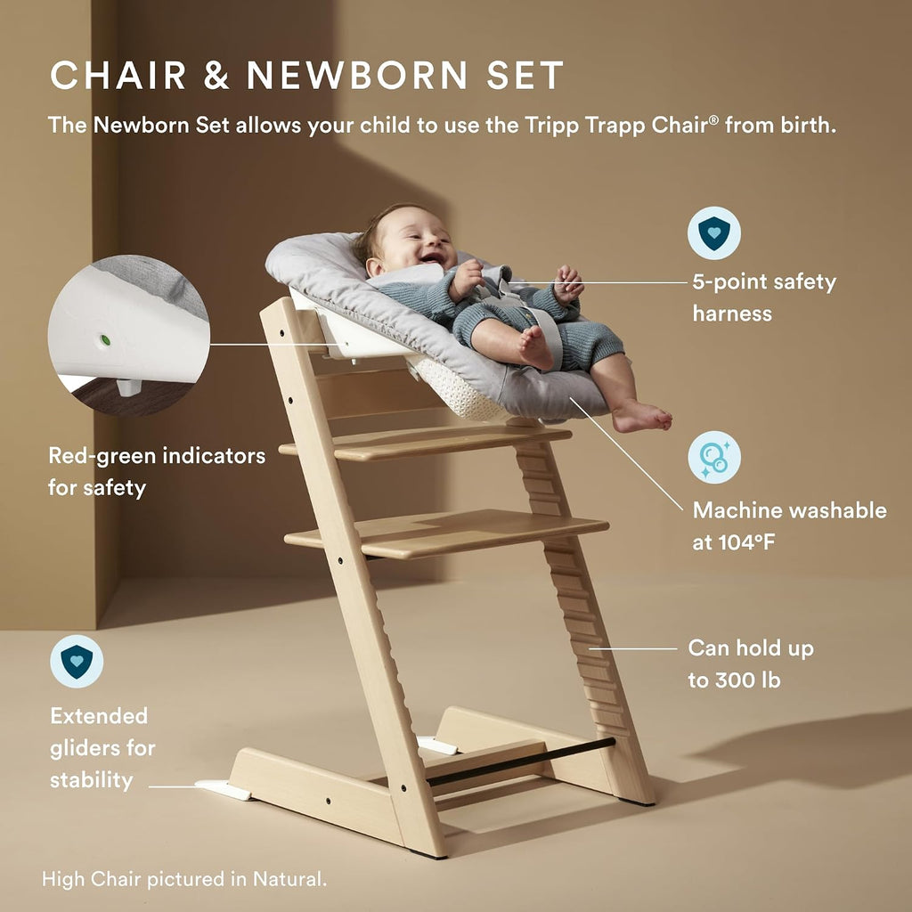 Stokke Tripp Trapp High Chair 2, Black (Includes Chair & Baby Set) with Newborn Set - Safe, Adjustable, Ergonomic Design