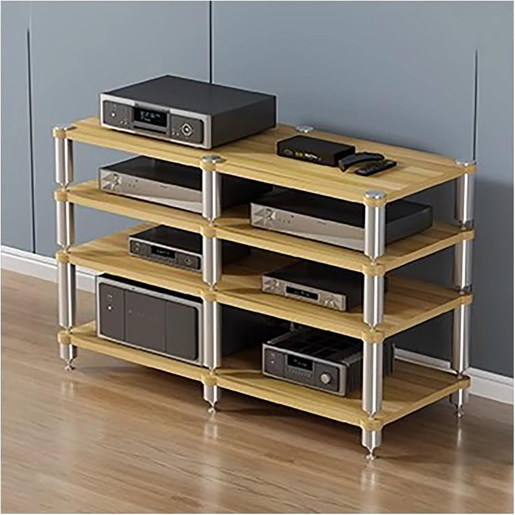 Home Theater AV Display Rack Heavy Duty, Audio Component Cabinet/Media Stereo Stand Equipment Shelf, 2 3 4 Tier Wooden Audio Equipment Organizer Shelf(Beige,120x48x84cm)