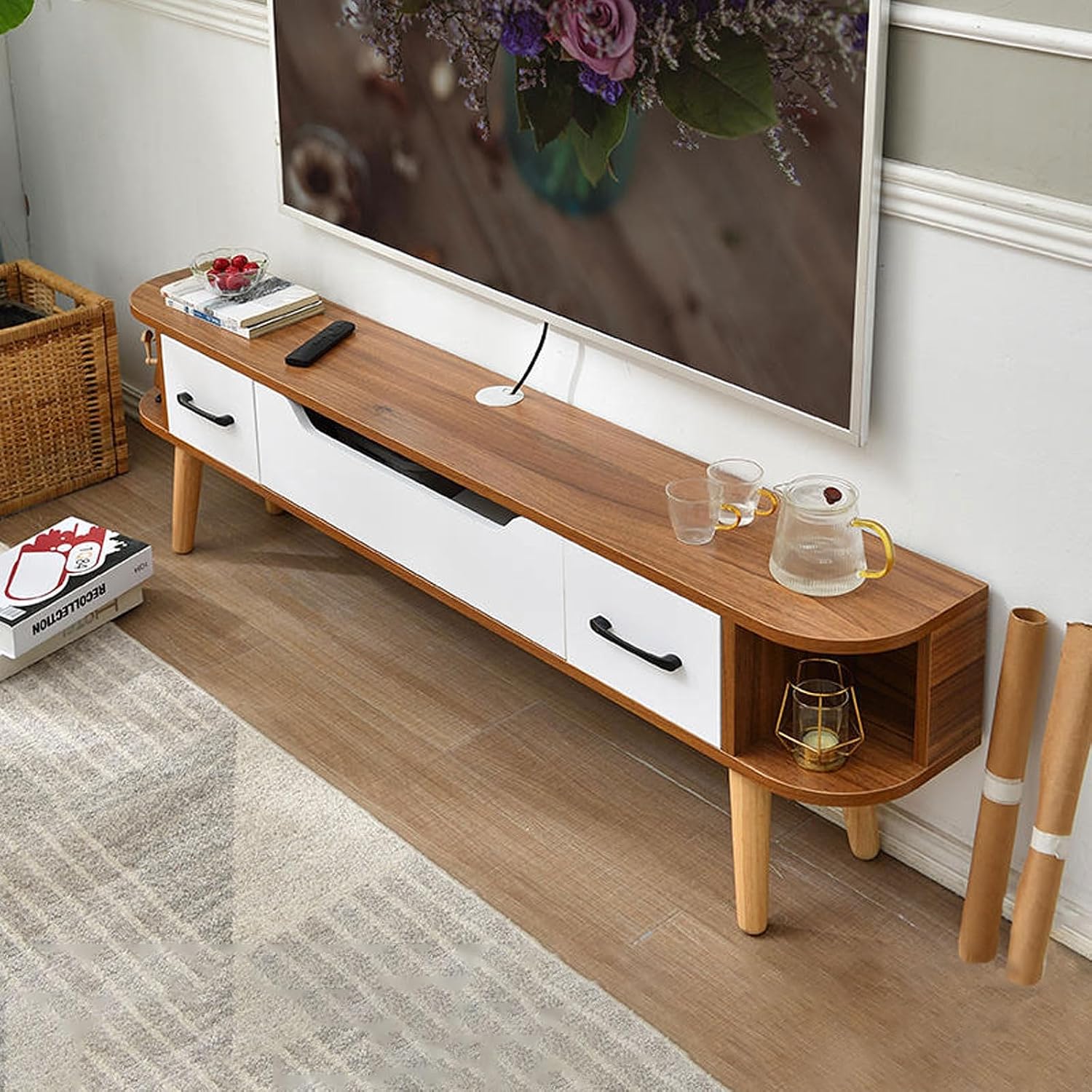 TV Table Unit for TVs, Wall Mounted TV Cabinet Floating TV Shelf Wall Shelf Entertainment Center Storage Cabinet Book Shelf Media Gaming TV Console Goods Rack Audio-visual Equipment Shelves 150cm