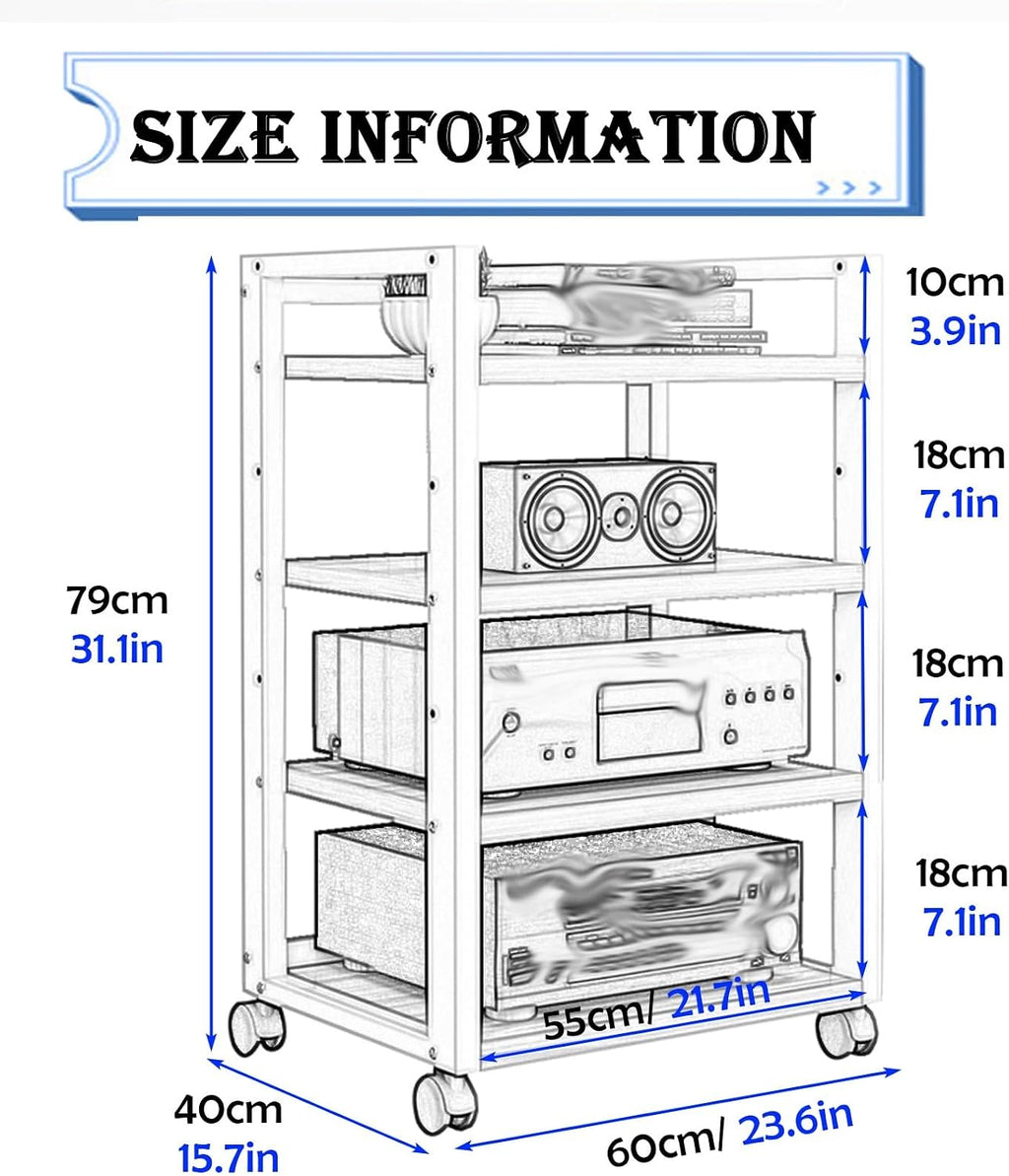 4 Tier Adjustable Audio Cabinet/Corner Bookcase, Home Theater Cabinet/Kitchen Storage Stand for DVD Player Book, Electronics Equipment Shelf (Size : Style B)