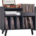 Record Player Stand, Large Record Player Table Cabinet with Open Vinyl Storage and Display Shelf Holds up to 350 Albums, Mid Century Wood Turntable for Living room