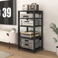 5-Tier Media Stand for Audio/Video Components, Amplifier Rack & Stereo Tower, Mobile Wheels, Multifunctional Open Storage Shelf for Home Office, 55x50x110cm