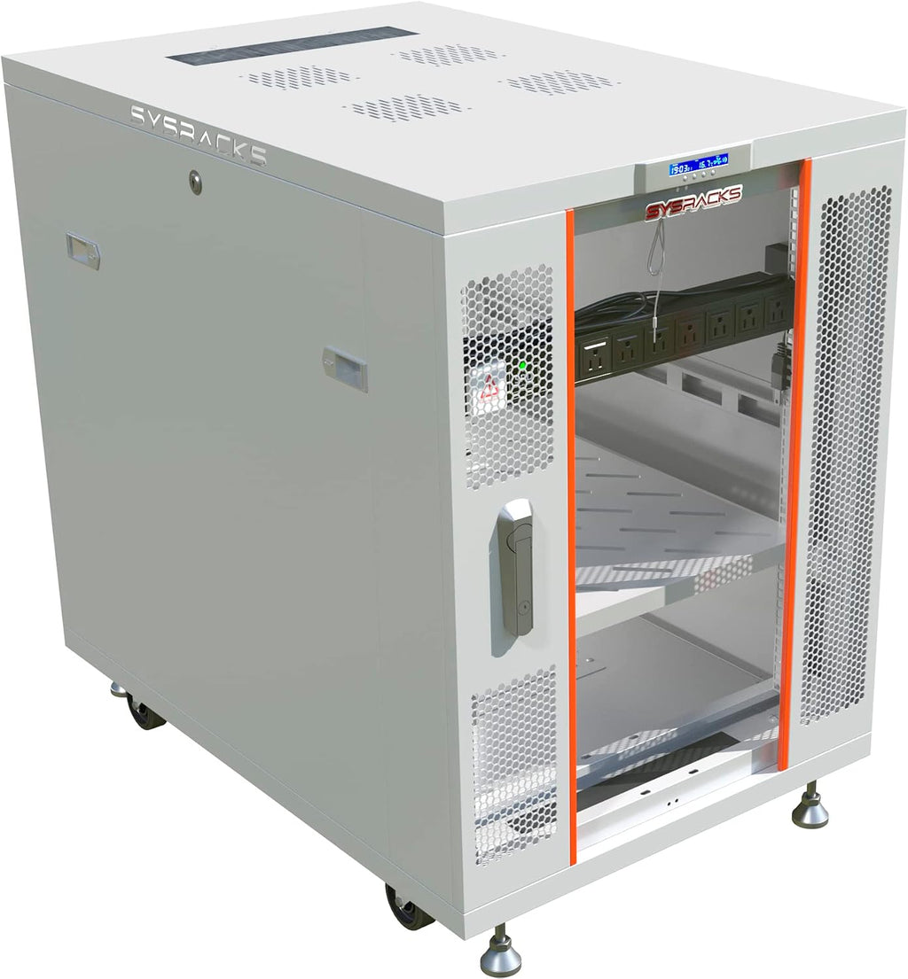 22U Server Rack Cabinet – 19' Network Rack Enclosure, 35' Deep Floor Standing Data Rack with Locking Glass Door, Cooling Fans, PDU & Shelf for Servers, Switches and Patch Panels