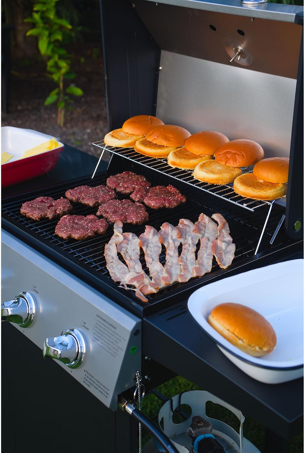 Grill Boss 3 Burner Propane Gas Grill, Portable BBQ w/Lid, Wheels & Side Shelves, Black - Grilling Accessories and Equipment for Camping, Tailgating, Outdoor Barbecue and Cooking
