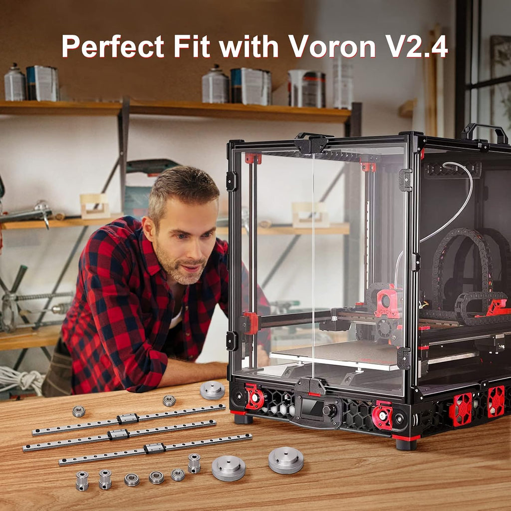 Voron 2.4 Full Set Motion Kit with GT2 Open Belt, Linear Rail MGN9H 400mm, GT2 Pulley 16T /20T/80T, Bearing, Motion 3D Printer Accessories for Voron 2.4 3D Printer Kit