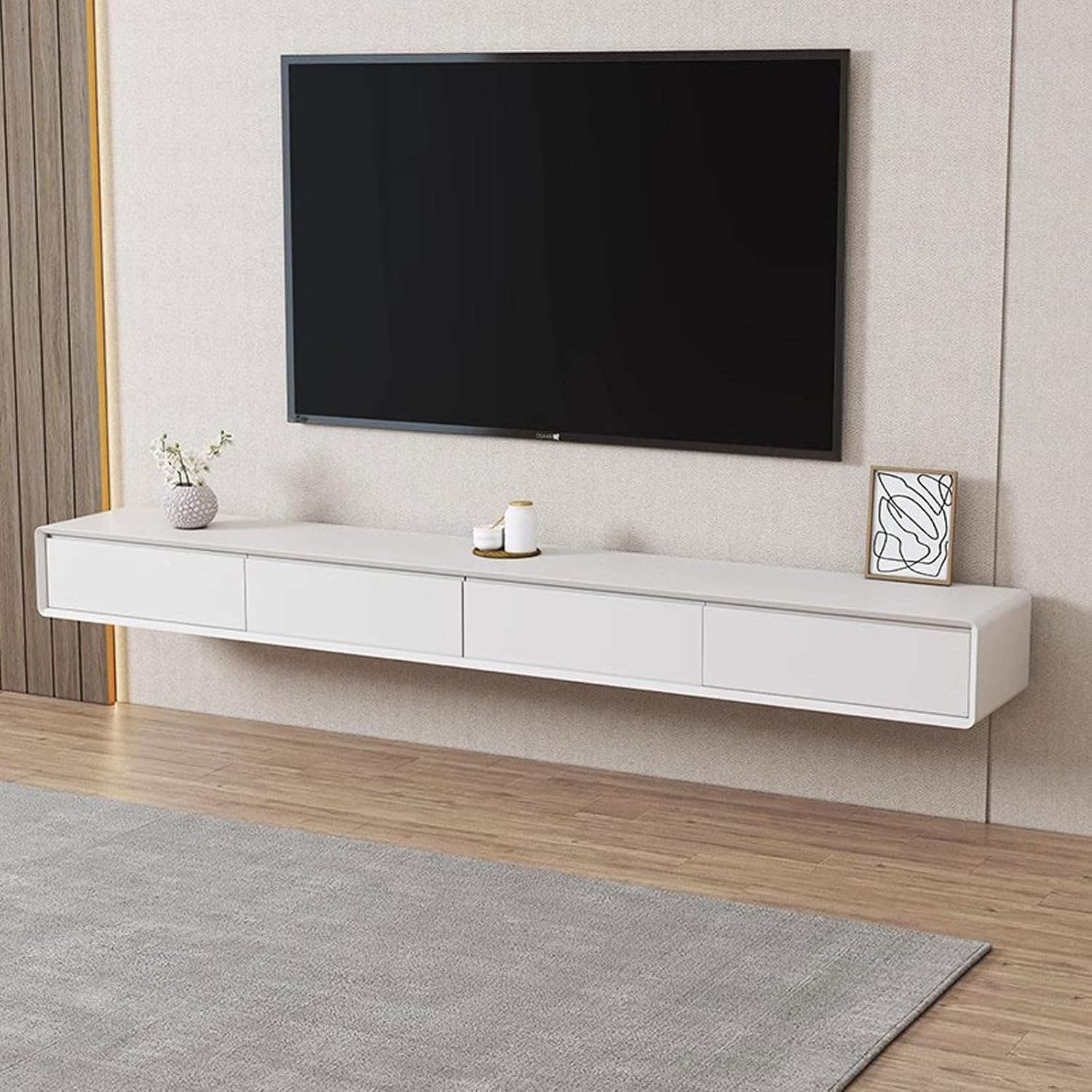 Wall Mounted TV Cabinet Floating Shelf Wall Shelf Home Entertainment Center TV Stands Media Storage Shelf TV Stands Audio-Visual Equipment Shelves with Drawer TV Background Wall Decoration Shelf