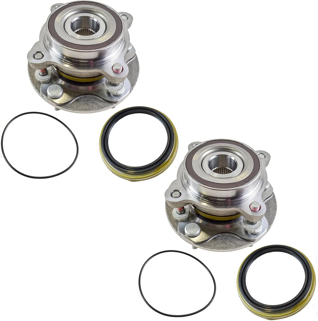 TRQ Front Left and Right Wheel Bearing and Hub Assembly 2 Piece Set for 4 Wheel Drive Models ONLY Compatible with 2007-2021 Toyota Tundra 4X4 2008-2022 Sequoia 4WD