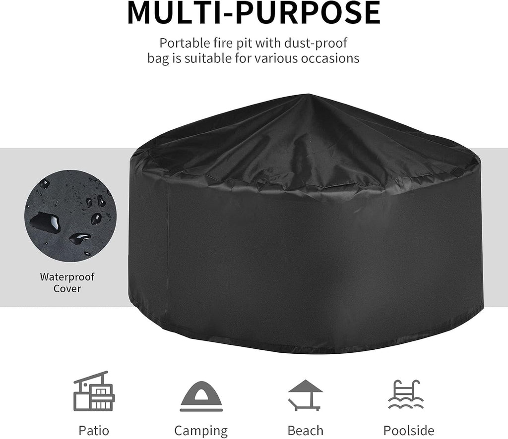 Giantex 3 in 1 Fire Pit, 32' Outdoor Wood Burning Fire Pit, Multifunctional Round Firepit Stove, Metal Fire Bowl with Cover, Portable Fire Pits for Outside Heating, Bonfire, Picnic, Grill