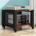 Stereo Cabinet, TV Equipment Rolling Stand Portable, AV Media Stand Floor Standing Audio Rack, Office/Bedroom/Living Room Media Storage Cabinet(Walnut Color,23.6x15.7)