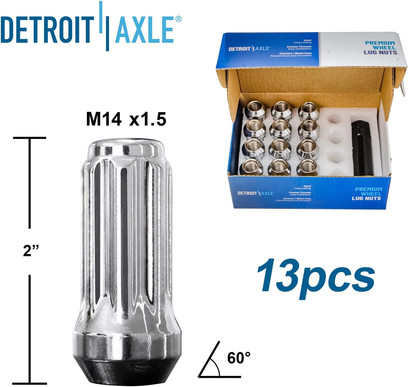 Detroit Axle - Brake Kit for Silverado Sierra 1500 Chevy Tahoe GMC Yukon, 12'' inch Front and 12.79'' inch Rear Disc Brake Rotors Ceramic Brake Pads Wheel Lug Nuts Socket Keys Replacement