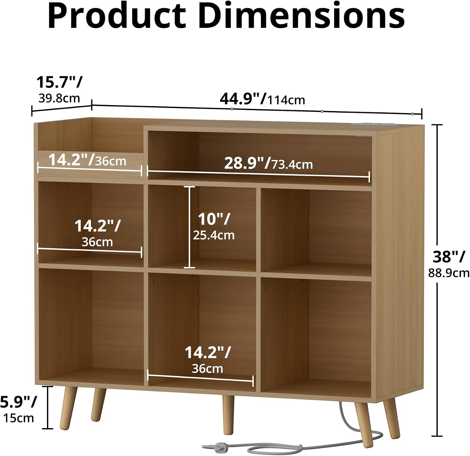 Cozy Castle Large Record Player Stand with Vinyl Storage Cabinet, Wood Turntable Table Open Shelf Holder Up to 500 Albums Cube Storage Organizer for Living Room, Office, Oak