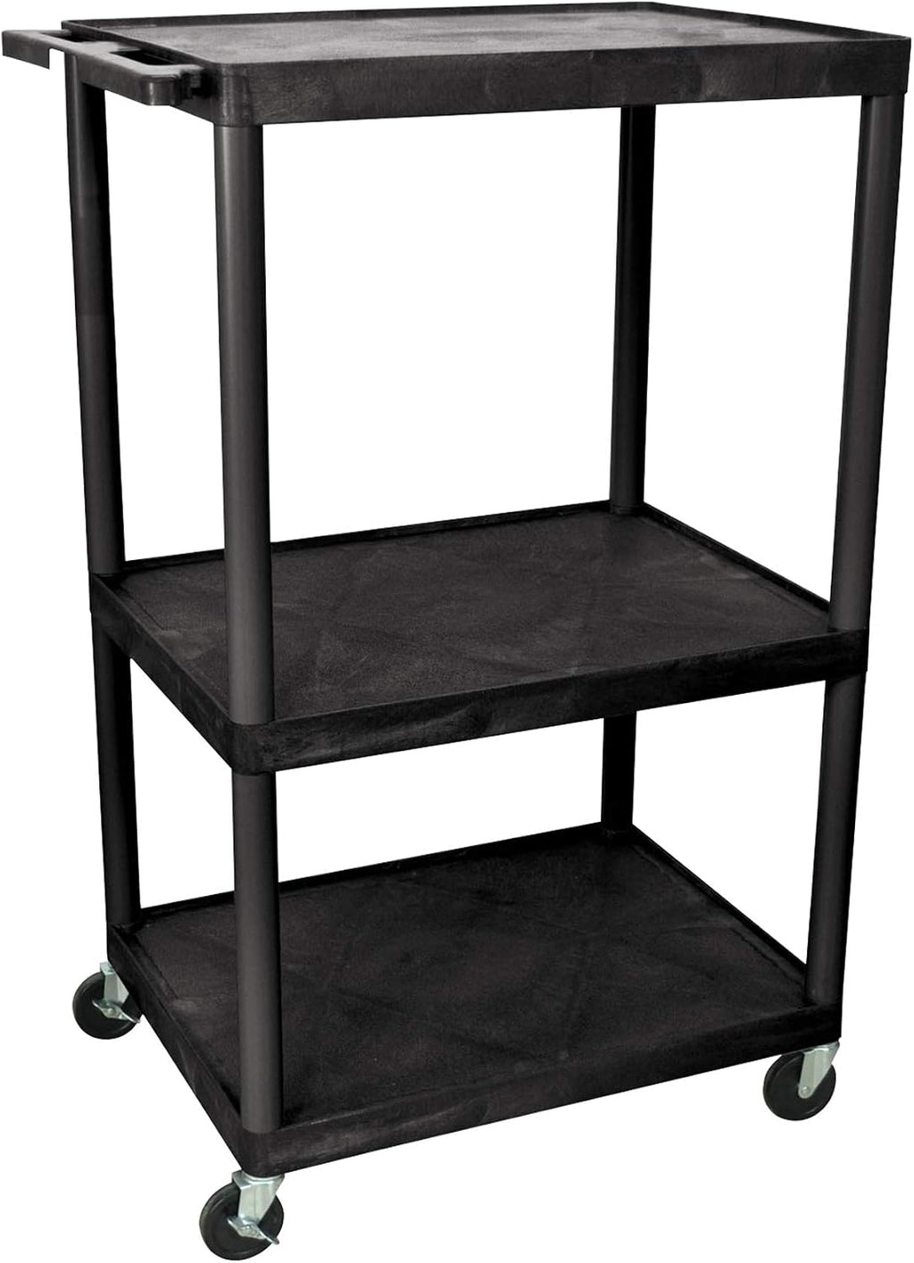 Luxor Multipurpose Rolling Audio/Video Presentation Utility Cart with 3 Large Shelves - Black