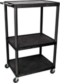 Luxor Multipurpose Rolling Audio/Video Presentation Utility Cart with 3 Large Shelves - Black