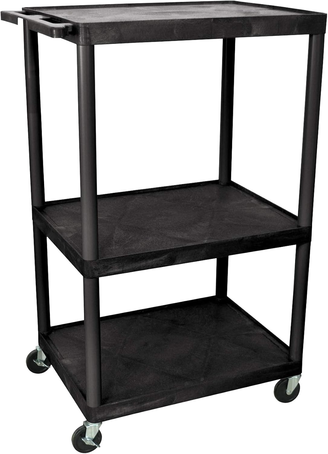 Luxor Multipurpose Rolling Audio/Video Presentation Utility Cart with 3 Large Shelves - Black