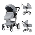 Honey Joy Baby Stroller, High Landscape Convertible Infant Bassinet Stroller, Adjustable Canopy & Backrest, Storage Basket, Foot Cover, Foldable Newborn Carriage Pram Stroller (Gray)