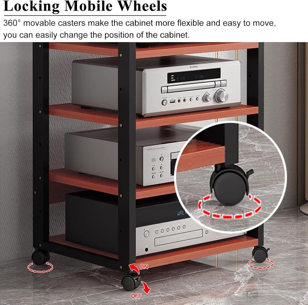 5/6/7-Tier AV Media Stand HiFi Racks Multifunctional Stereo Cabinet Media Storage Shelf for Audio-Video Equipment Record Player DVD Entertainment Unit(5-Tier)
