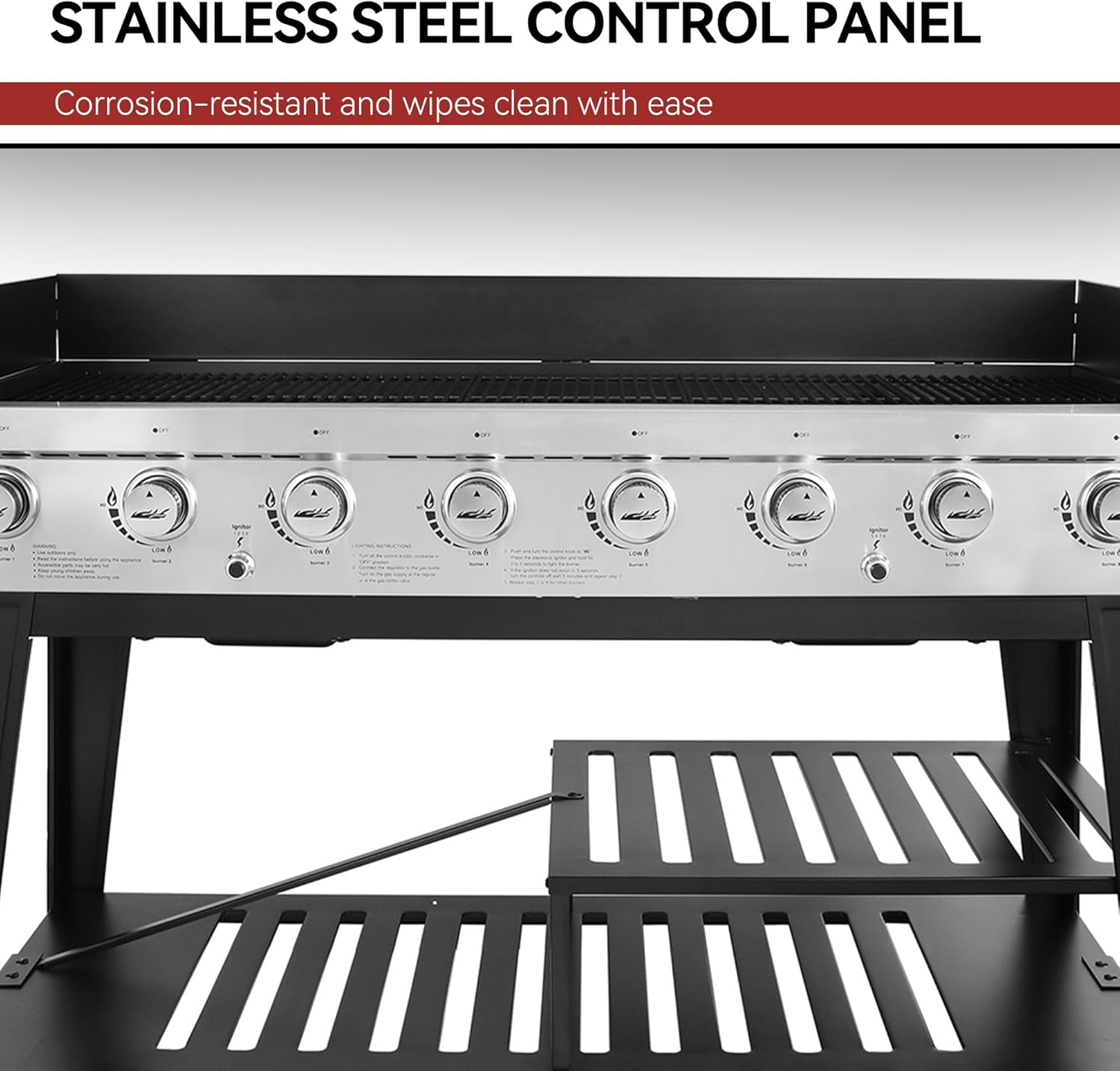 Royal Gourmet 8-Burner Gas Grill, 104,000 BTU Liquid Propane Grill, Independently Controlled Dual Systems, Outdoor Party or Backyard BBQ, Black