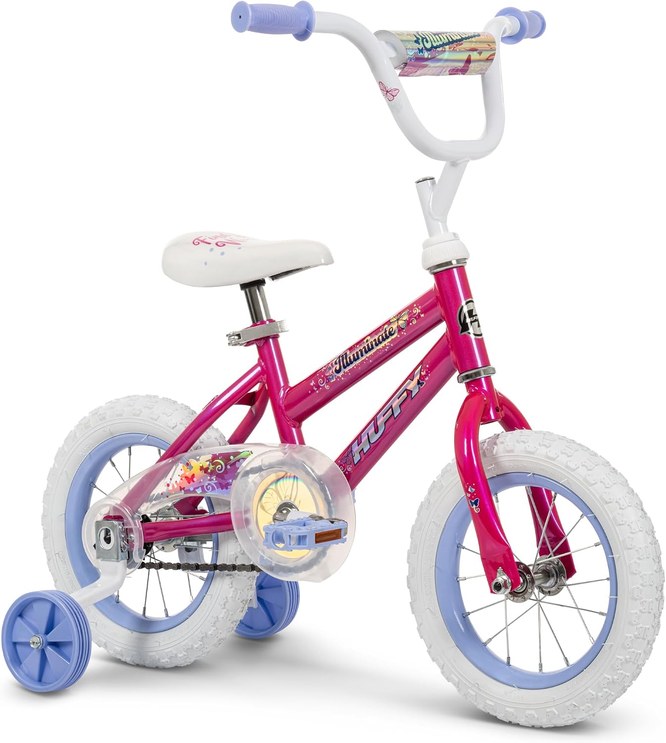 Huffy Illuminate Bike for Girls, 12/16/20 Inch Size Options, Ages 3+ Years Old, Removable Training Wheels (12' and 16' Only), Multiple Color Options, Easy Assembly, Adjustable Seat, Durable