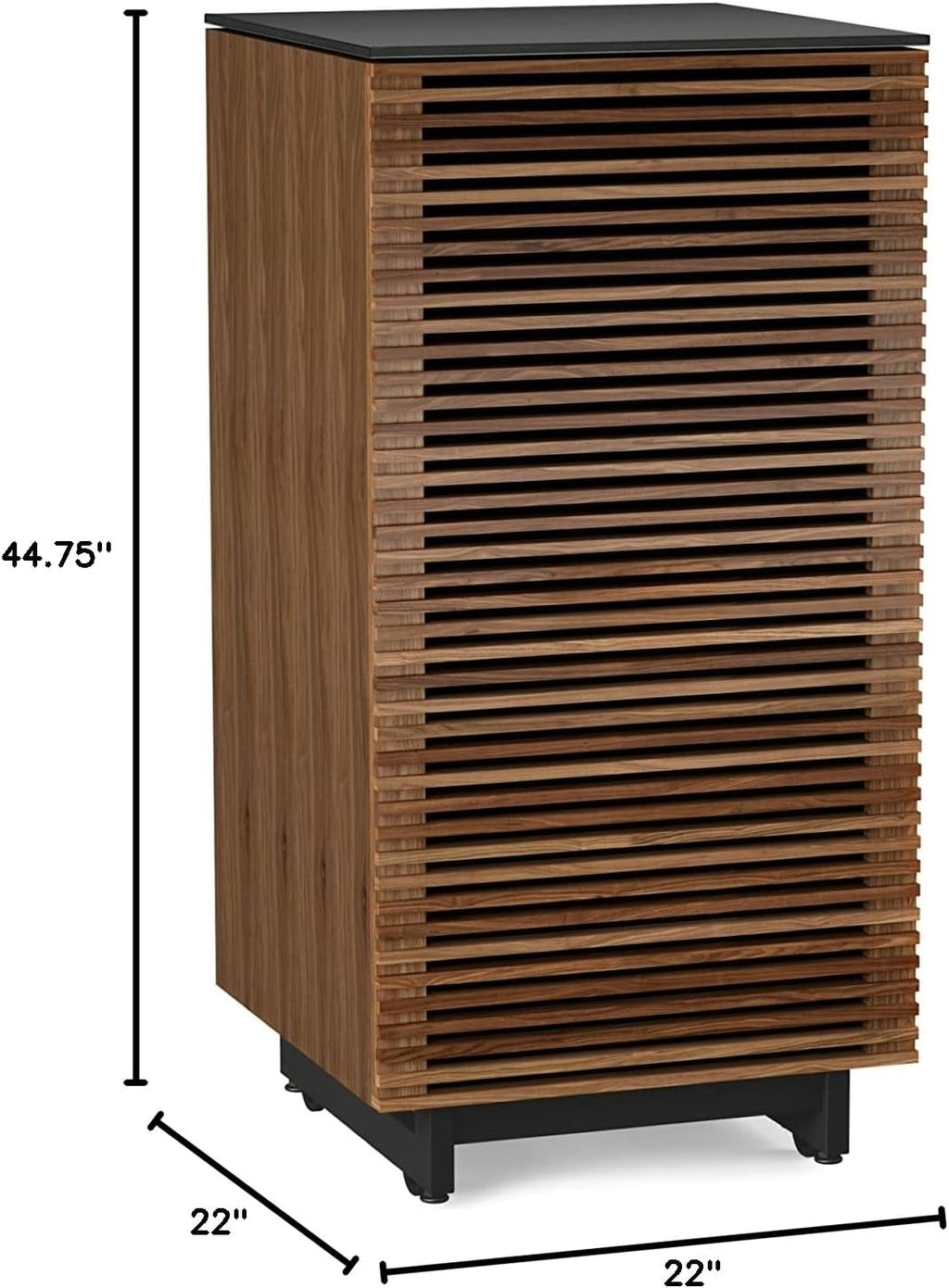 BDI Furniture Corridor 8172-22'' Audio Cabinet with Flow-Through Ventilation, Cable Management, Adjustable Shelves, Louvered Doors, Satin-Etched Tempered Glass Top, Natural Walnut