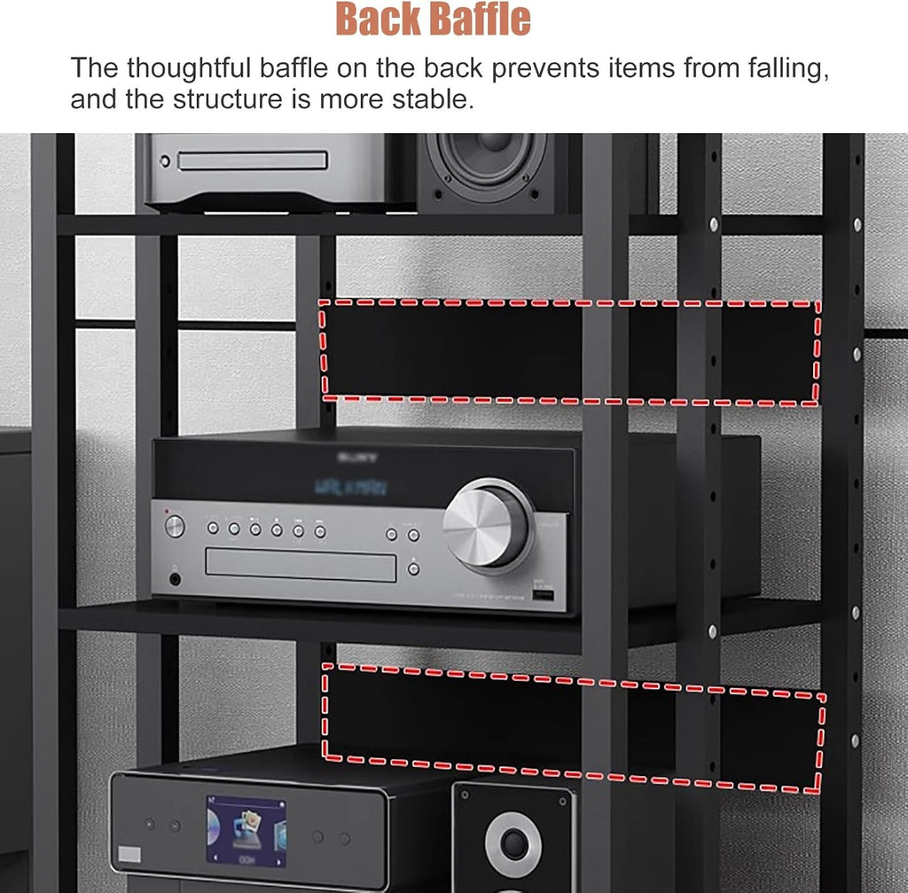 Metal Audio Component Rack Tower Media Stereo Stand Equipment Shelf for Home Office Bedroom, Freestanding Heavy Duty Audio Component Stand Shelving (Color : Style2, Size : 4 Tier) (Style2 3 tier)