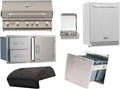 Bull Outdoor Products Complete Outdoor Kitchen Bundle – Brahma 90,000 BTU Built-In Grill Head, Grill Cover, Trash & Recycle Drawer, 38' Door/Drawer Combo, Glass Door & Contemporary Refrigerator – LP