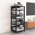 131cm Tall Mobile Stereo Racks and Stands on Wheels Heavy Duty Audio Equipment Rack Cart with Height-Adjustable Shelf, Entertainment Stereo Components Av Media Stand, 6 Tier