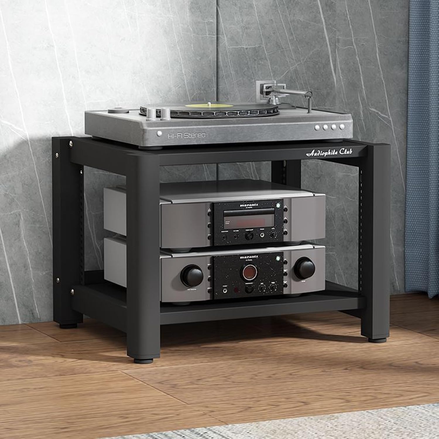 Audio Equipment Rack Cabinet, 5 4 3 2 Tier Av Component Media Stand Stereo Cabinet Audio-Video Tower with Non-Sip Foot Pad, Vertical Printer Holder(ligjt Grey,40cm (15.7in) High)
