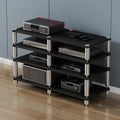 Stereo Rack,Media Storage Cabinet,2/3/4-Tier AV Media Stand Corner Shelf,Audio Rack Tower,Movable Audio Rack Tower Player Stand,Storage for Entertainment Stereo Component,Video Game Console Stand(Dark