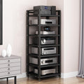 7-Tier Media Stand Entertainment Center for Audio Video Components, Stereo Equipment, Gaming Consoles, Streaming Devices, Movable Open Storage Rack with Height Adjustable Wooden Shelf (Color : A, Si