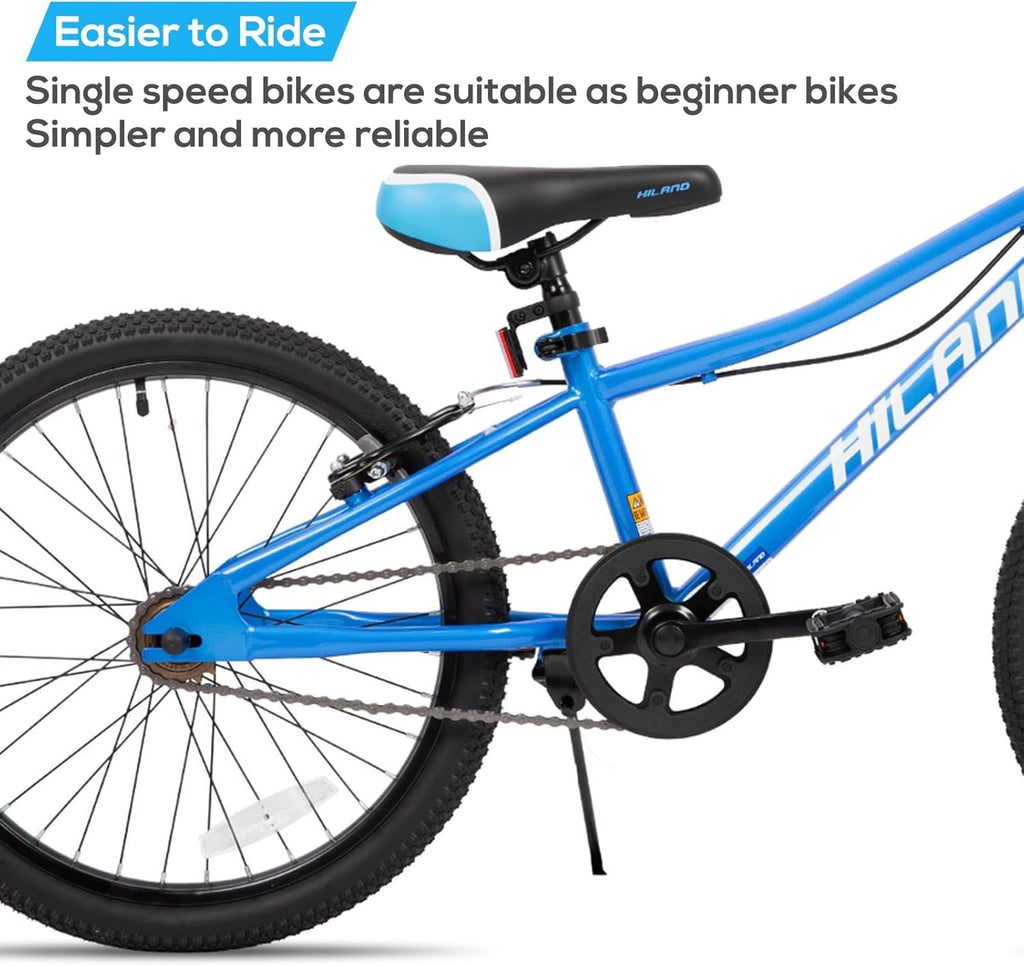 Hiland 20 24 Inch Mountain Bike for Kids Age 5 + Year Old, Front Suspension Fork Kids' Bicycles for Boys Girls Multiple Colors