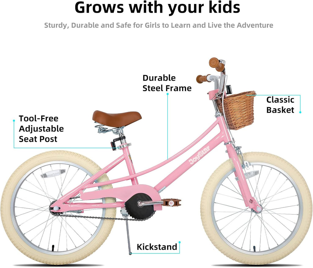 JOYSTAR Girls Bike for 2-12 Years Old Toddlers and Kids, 12' 14' 16' 18' 20' Retro Style Kids Bike with Training Wheels, 18 20 Inch Children Bicycle with Kickstand