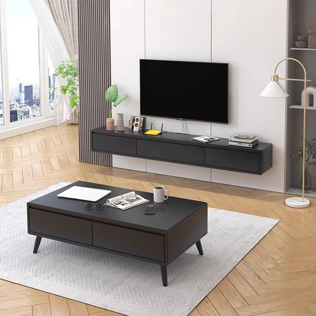 Wall Shelf Wall mounted TV Cabinet Floating Shelf TV Console Audio-visual Equipment Shelves Office Storage Cabinet Book Shelf Gaming Shelf TV Stands Entertainment Center Hanging Cabinets Black