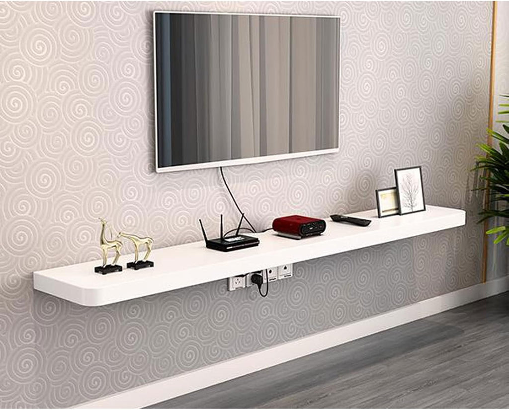 Wall Shelf Wall mounted TV Cabinet Floating Shelf TV Console Audio-visual Equipment Shelves Set-top box WiFi Router CD DVD Media Storage Shelf Book Shelf TV Bracket TV Stands Wall Unit Decor White
