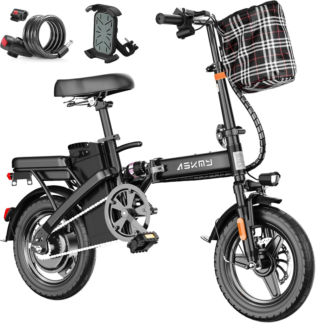 Foldable Electric Bike for Adults and Teens, 740W Peak Motor Ebike with 48V 10AH/20AH Removable Battery, 30-60 Miles PAS Range, 14' Folding Mini E-Bike, 20MPH Electric Bicycle for Daily Commuting