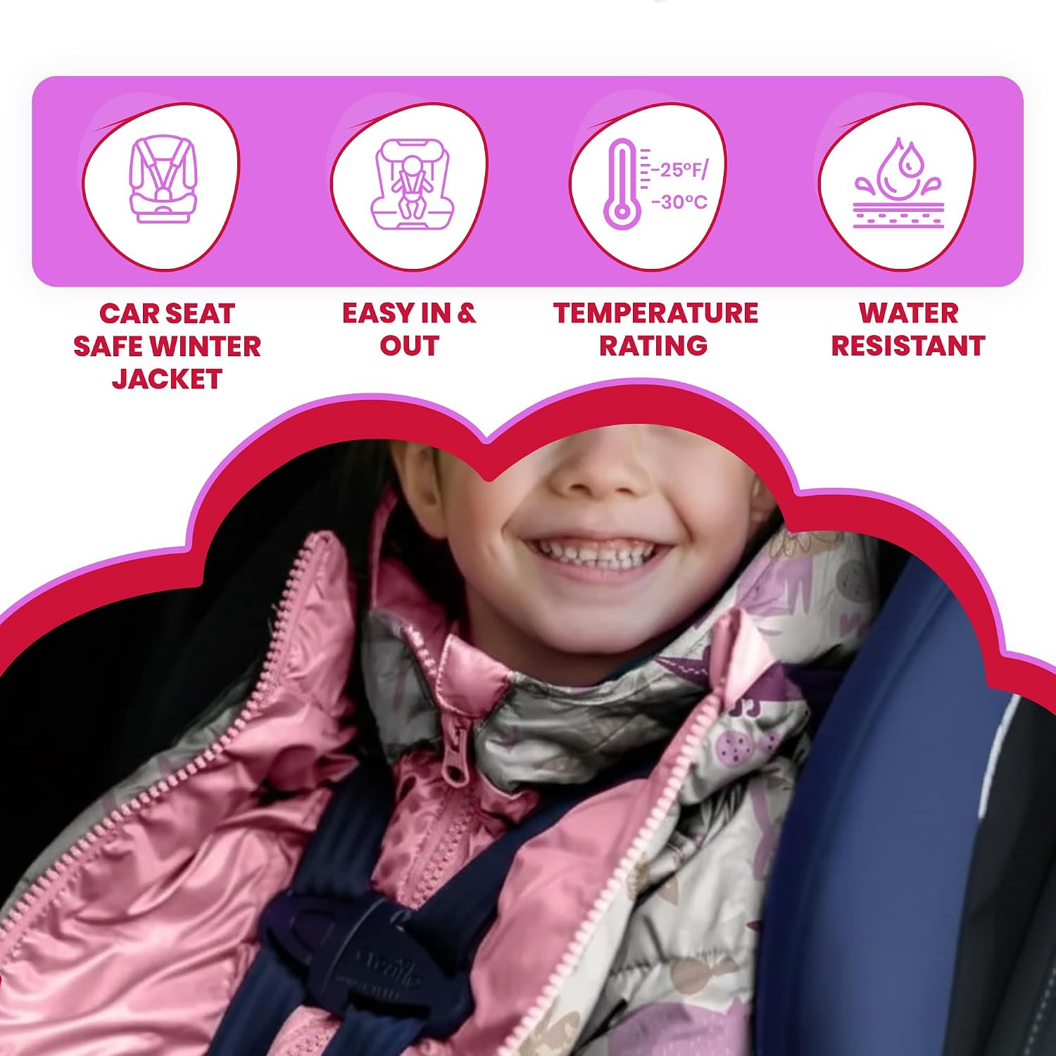 ONE KID The Road Coat Down | Car Seat Safe Winter Jacket | Crash Tested | Unisex | 12 Months-8 Years