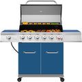 Royal Gourmet GA6402B 6 Burner Propane Gas Grill with Side Burner and Warming Rack, 74,000 BTUs, Cabinet Style Gas BBQ Grill for Barbecue Grilling & Backyard Cooking, Blue