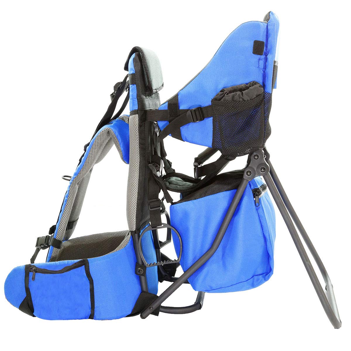 ClevrPlus Cross Country Baby Backpack Carrier, Blue, Toddler Hiking Backpack with Comfortable Seat, Adjustable Straps & Belt, Foldable Frame Lightweight Large Capacity Child Carrier for Outdoor