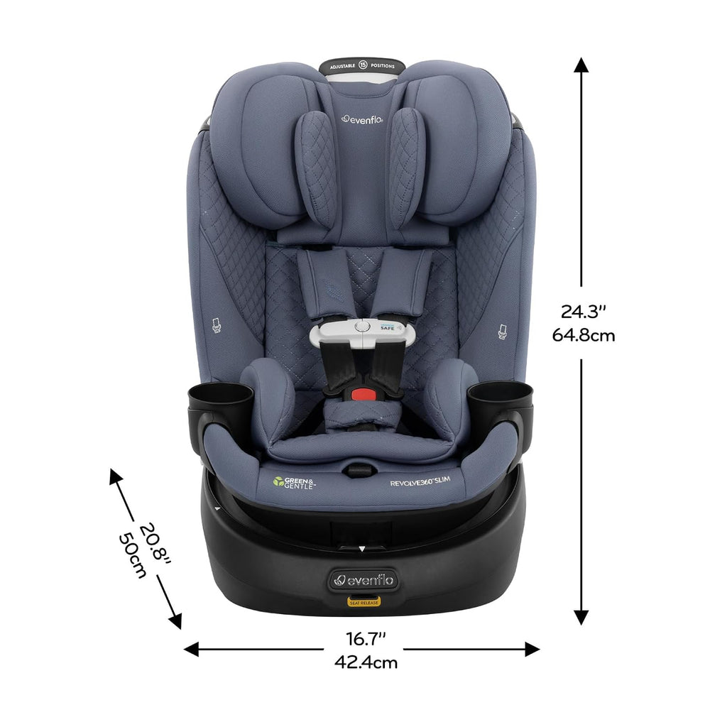 Evenflo Revolve360 Slim 2-in-1 Rotating Car Seat with Green & Gentle Fabric (Flint)