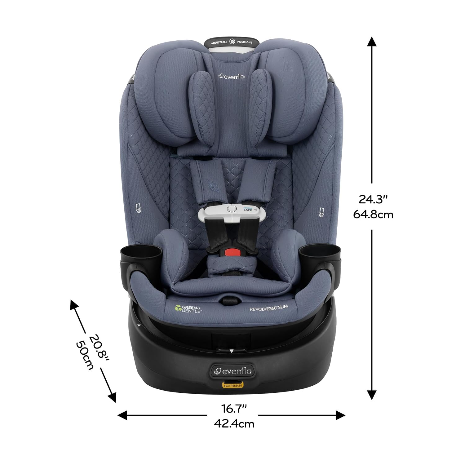 Evenflo Revolve360 Slim 2-in-1 Rotating Car Seat with Green & Gentle Fabric (Flint)
