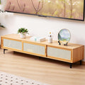 Bamboo TV Stand with Sliding Door, Storage Low Cabinet, Home Audio and Video Entertainment Equipment Control Center, for 32-65 Inch TVs (Color : Natural, Size : 160CM/63IN_Three Doors)
