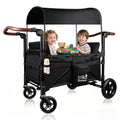 Wagon Stroller for 2 Kids, All-Terrain Stroller Wagon with Extra Long Extender, Aluminum Foldable Baby Wagon with Convertible Seats, Removable Canopy, Snack Tray, Adjustable Push/Pull Handle
